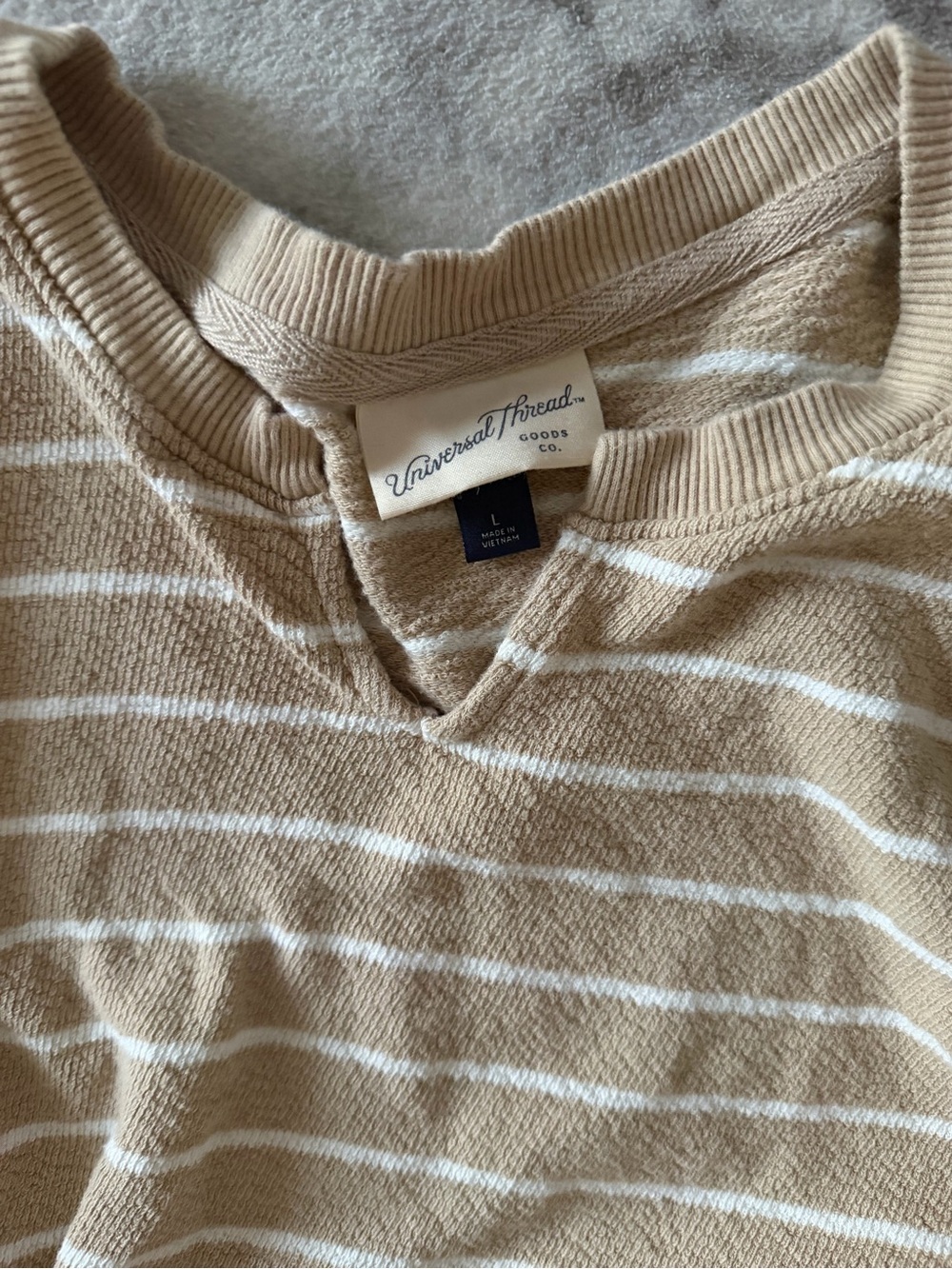 Universal Thread Beige & White Striped Knit Top & Short Set - Picture 2 of 3